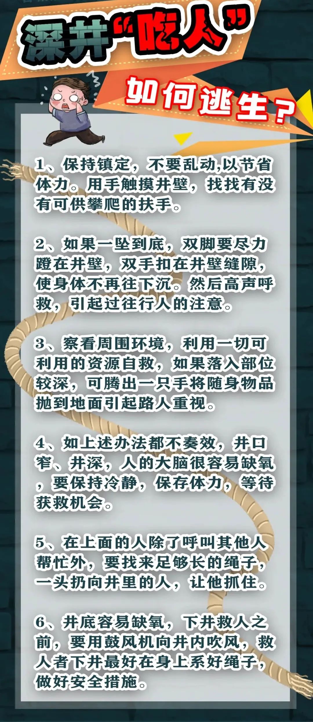 不慎墜井如何逃生？