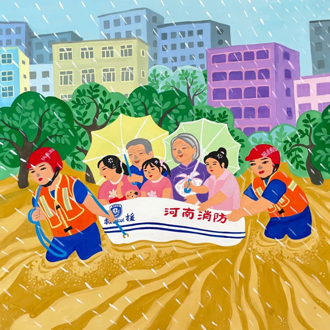 走心！“舞陽農民畫”繪出“藍朋友”英姿